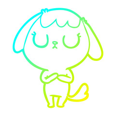 cold gradient line drawing cute cartoon dog