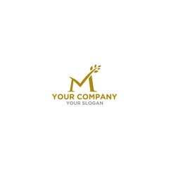 M Wheat Logo Design Vector