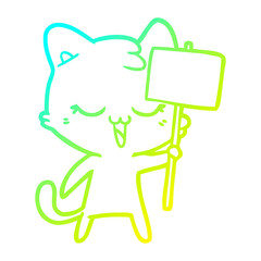 cold gradient line drawing happy cartoon cat