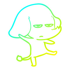 cold gradient line drawing annoyed cartoon elephant