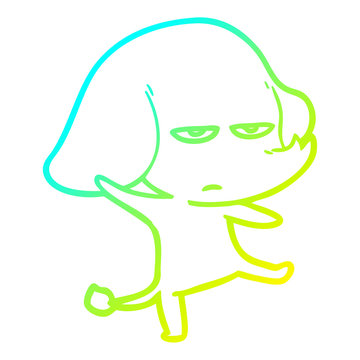 recommend clip art: cold gradient line drawing annoyed cartoon elephant