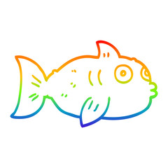 rainbow gradient line drawing cartoon fish