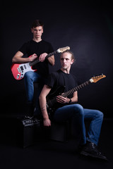 Rock band consisting of two young caucasian adults