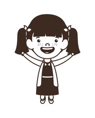 silhouette of student girl standing on white background