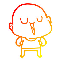 warm gradient line drawing happy cartoon bald man