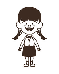 silhouette of student girl standing on white background