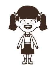 silhouette of student girl standing on white background