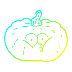 cold gradient line drawing cartoon pumpkin