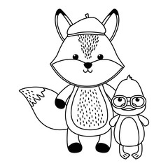 Fox and duck cartoon design