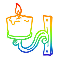 rainbow gradient line drawing cartoon old candle holder