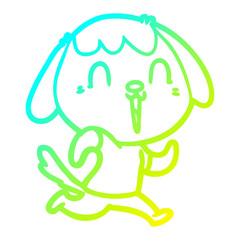 cold gradient line drawing cute cartoon dog
