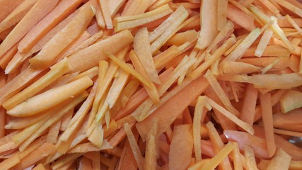 Closeup view with selective focus of red carrots.