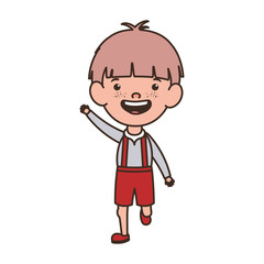 student boy standing smiling on white background