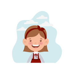 student girl smiling with landscape background