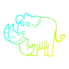 cold gradient line drawing cartoon mammoth