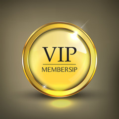 Button web vip glossy black Gold