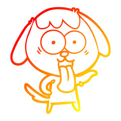 warm gradient line drawing cute cartoon dog