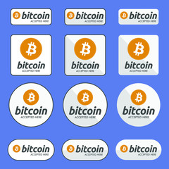 Bitcoin Accepted here Payment Buttons Set