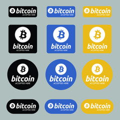 Bitcoin Accepted here Payment Buttons Set