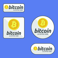 Bitcoin Accepted here Payment Buttons Set