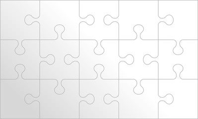 Puzzle background, banner, blank. Jigsaw section template. Modern vector illustration
