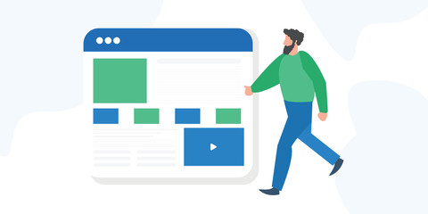 Students using e-learning platform video on laptop and graduation cap. Online education platform, e-learning platform, online teaching concept