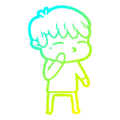 cold gradient line drawing cartoon curious boy