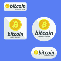 Bitcoin Accepted here Payment Buttons Set