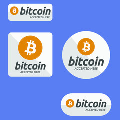 Bitcoin Accepted here Payment Buttons Set