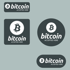 Bitcoin Accepted here Payment Buttons Set