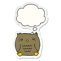 cartoon owl and thought bubble as a printed sticker