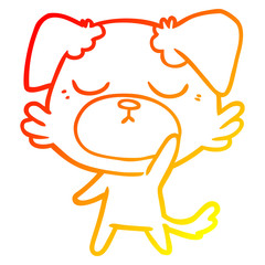 warm gradient line drawing cute cartoon dog