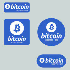 Bitcoin Accepted here Payment Buttons Set
