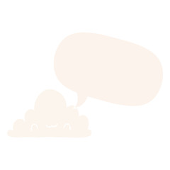 cute cartoon cloud and speech bubble in retro style