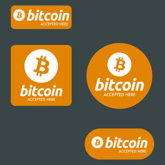Bitcoin Accepted here Payment Buttons Set