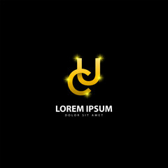 Gold Letter U Logo. UC Letter Design Vector with Golden Colors