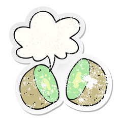 cartoon kiwi and speech bubble distressed sticker