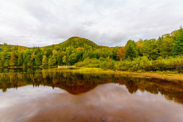 Sunset view of Monroe Lake, in Mont Tremblant National Park