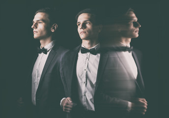 the split personality of a young man in a tailcoat