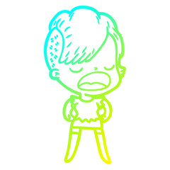 cold gradient line drawing cartoon cool hipster girl talking