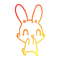 warm gradient line drawing cute cartoon rabbit