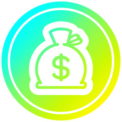 sack of money circular in cold gradient spectrum