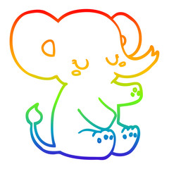 rainbow gradient line drawing cartoon elephant