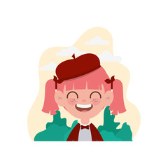 student girl smiling with landscape background