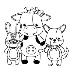 Rabbit cow and dog cartoon design