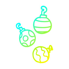 cold gradient line drawing cartoon xmas baubles
