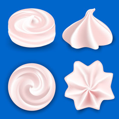 Cream curls. Top and side view. 3d realistic swirl set. For Package design