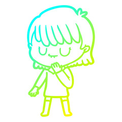 cold gradient line drawing cartoon woman