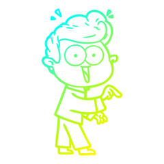 cold gradient line drawing cartoon excited man