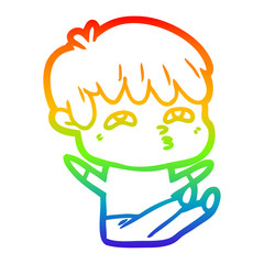 rainbow gradient line drawing cartoon curious man